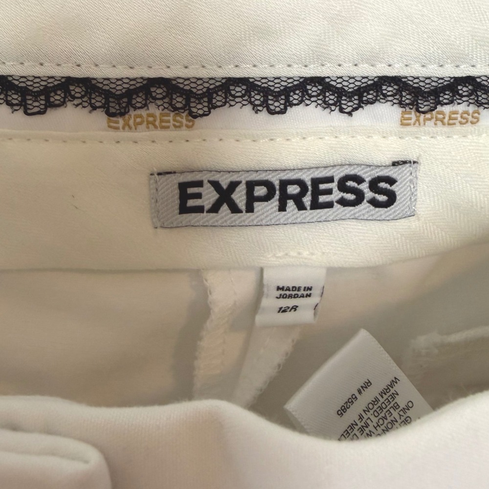 Express Womens White Stretch Bootcut Dress Pants Size 12R Career Trouser - Picture 7 of 10